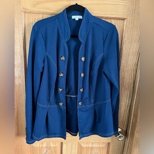 Chico's Navy Button-Front Blazer